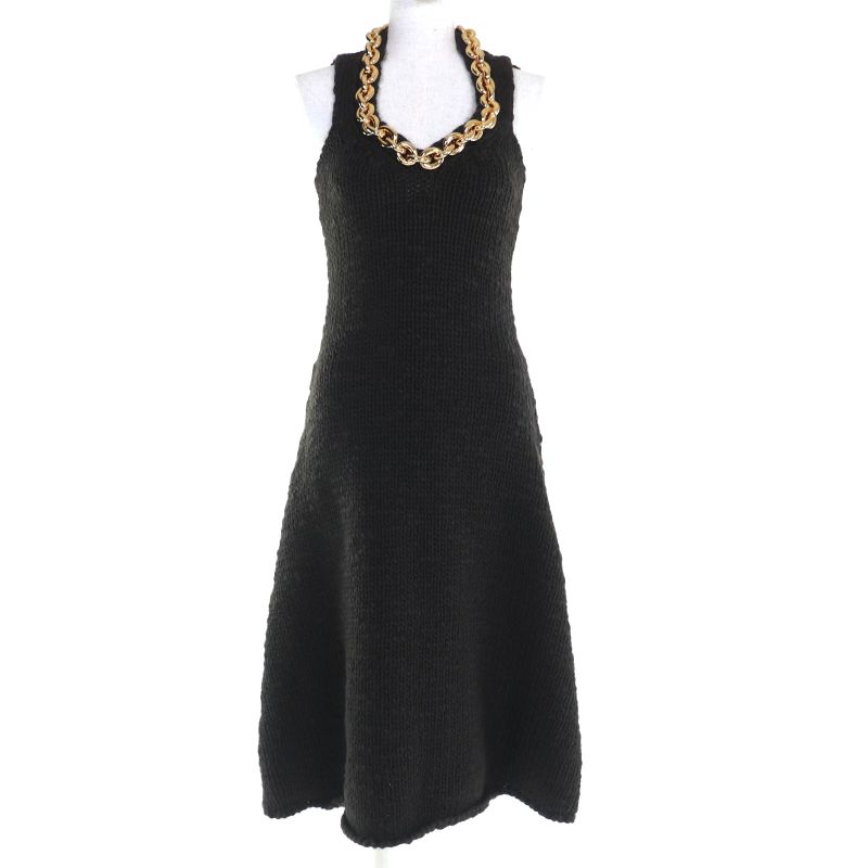 Bottega Veneta 20AW 642901 Gold Chain Sleeveless Knit Dress Dark