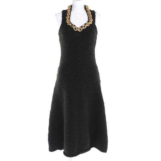 Bottega Veneta 20AW 642901 Gold Chain Sleeveless Knit Dress Dark