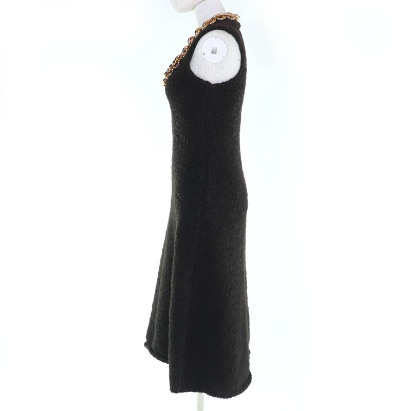 Bottega Veneta 20AW 642901 Gold Chain Sleeveless Knit Dress Dark
