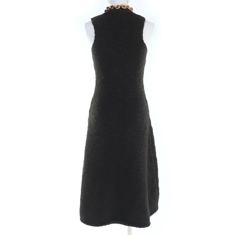 Bottega Veneta 20AW 642901 Gold Chain Sleeveless Knit Dress Dark