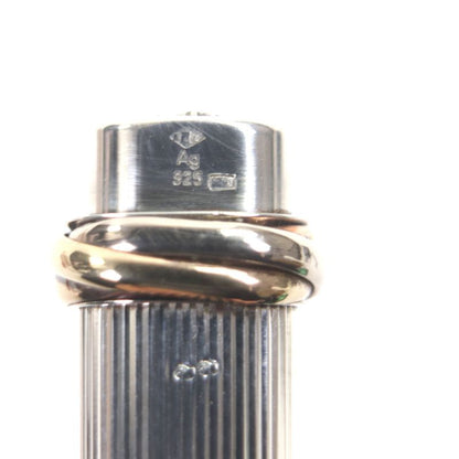 Cartier Vintage Trinity Ag925 Striped Cap Ballpoint Pen Silver With Case Made