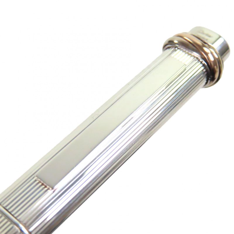 Cartier Vintage Trinity Ag925 Striped Cap Ballpoint Pen Silver With Case Made