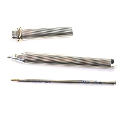 Cartier Vintage Trinity Ag925 Striped Cap Ballpoint Pen Silver With Case Made