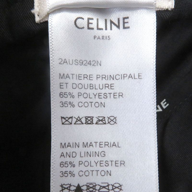 Celine 2aus9242n Logo Embroidery Baseball Cap Black M Hat Made In France