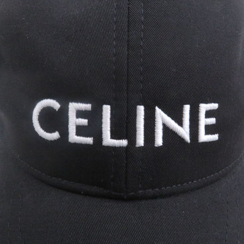 Celine 2aus9242n Logo Embroidery Baseball Cap Black M Hat Made In France