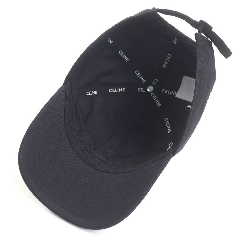 Celine 2aus9242n Logo Embroidery Baseball Cap Black M Hat Made In France
