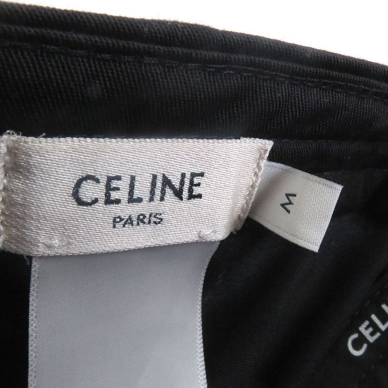 Celine 2aus9242n Logo Embroidery Baseball Cap Black M Hat Made In France