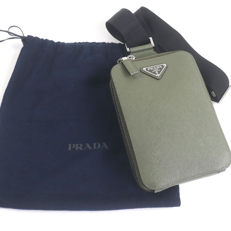 Prada 2vz106 Saffiano Leather Brick Triangle Logo One Shoulder Bag Body Bag
