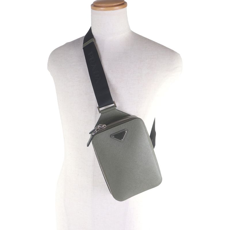 Prada 2vz106 Saffiano Leather Brick Triangle Logo One Shoulder Bag Body Bag