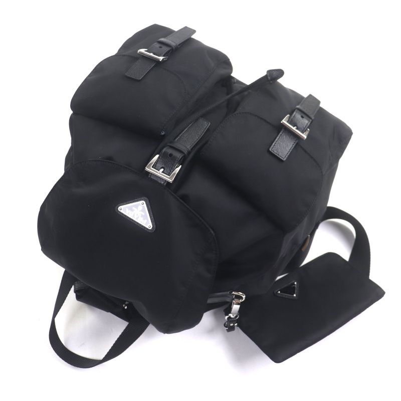 Prada 1bz811 Nylon Leather Re-nylon Triangle Logo Triangle Plate Backpack