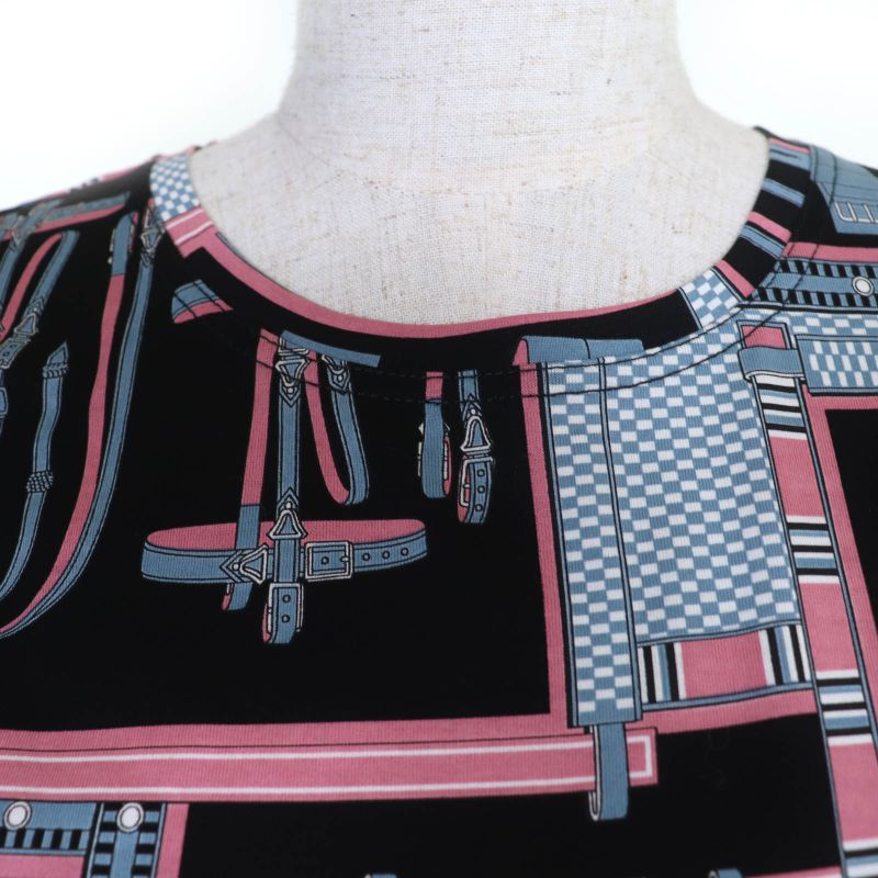 Hermes 4h4634ds 24AW Lettres Equestres 100% Cotton Cropped Short Sleeve T-shirt