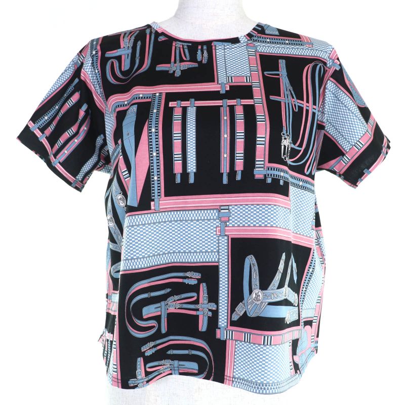 Hermes 4h4634ds 24AW Lettres Equestres 100% Cotton Cropped Short Sleeve T-shirt