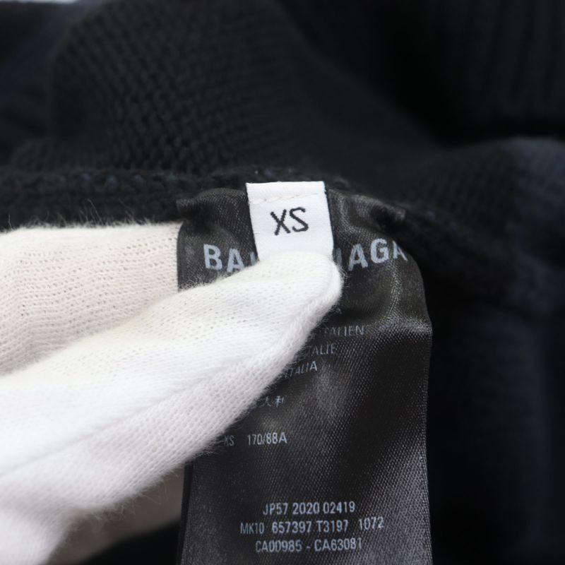 Balenciaga 657397 Asymmetrical Polo Stripe Knitted Sweater Navy Black XS Made