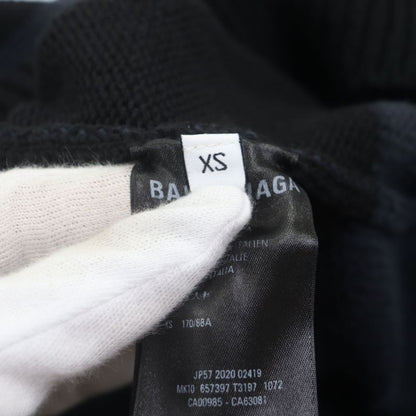 Balenciaga 657397 Asymmetrical Polo Stripe Knitted Sweater Navy Black XS Made