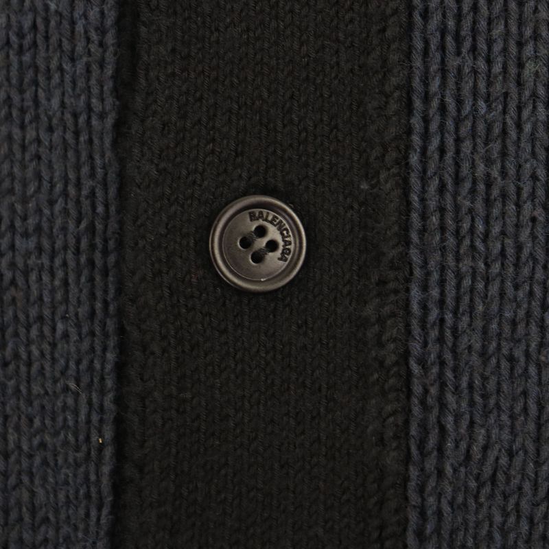 Balenciaga 657397 Asymmetrical Polo Stripe Knitted Sweater Navy Black XS Made