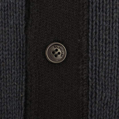 Balenciaga 657397 Asymmetrical Polo Stripe Knitted Sweater Navy Black XS Made