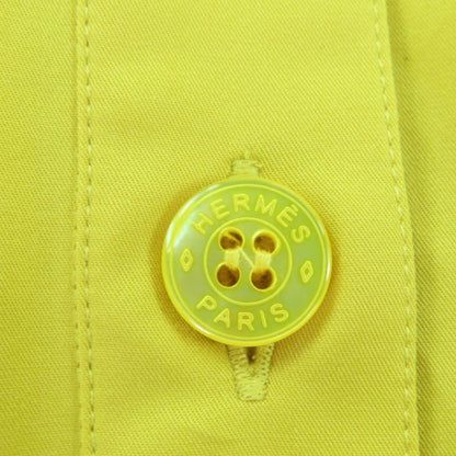 Hermes 4e0546dv 100% Cotton Long Length Shirt Dress Yellow 40 With Hanger Made