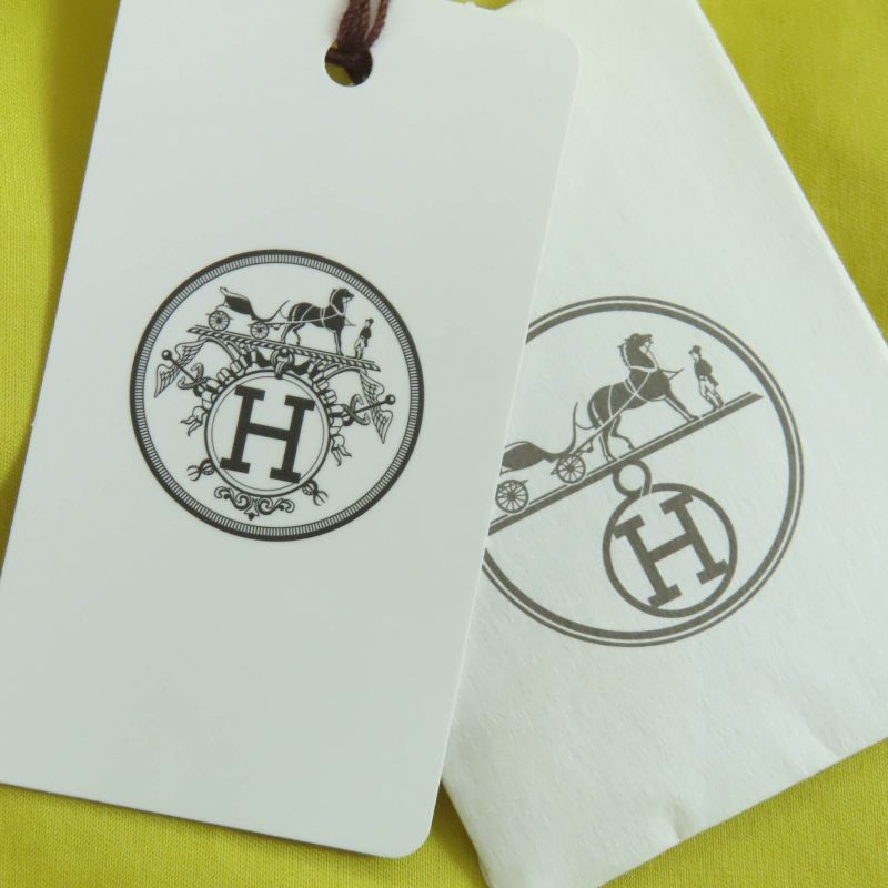 Hermes 4e0546dv 100% Cotton Long Length Shirt Dress Yellow 40 With Hanger Made