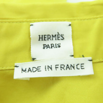 Hermes 4e0546dv 100% Cotton Long Length Shirt Dress Yellow 40 With Hanger Made