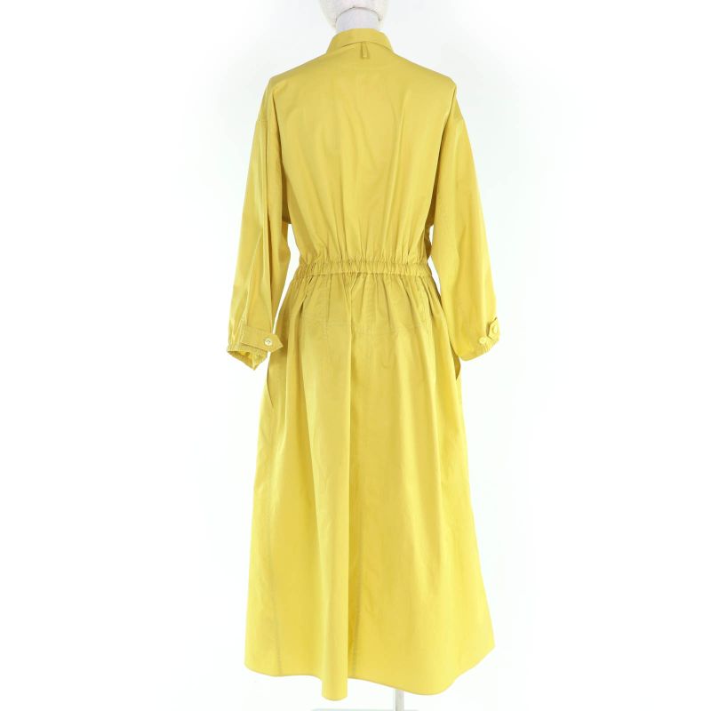Hermes 4e0546dv 100% Cotton Long Length Shirt Dress Yellow 40 With Hanger Made