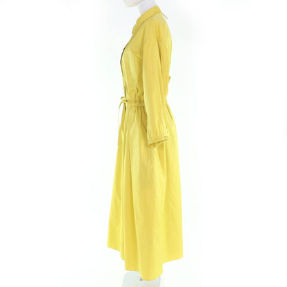 Hermes 4e0546dv 100% Cotton Long Length Shirt Dress Yellow 40 With Hanger Made