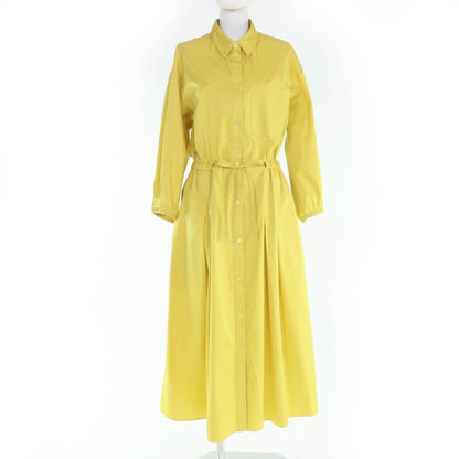 Hermes 4e0546dv 100% Cotton Long Length Shirt Dress Yellow 40 With Hanger Made