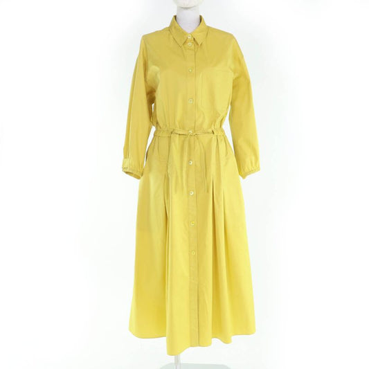Hermes 4e0546dv 100% Cotton Long Length Shirt Dress Yellow 40 With Hanger Made