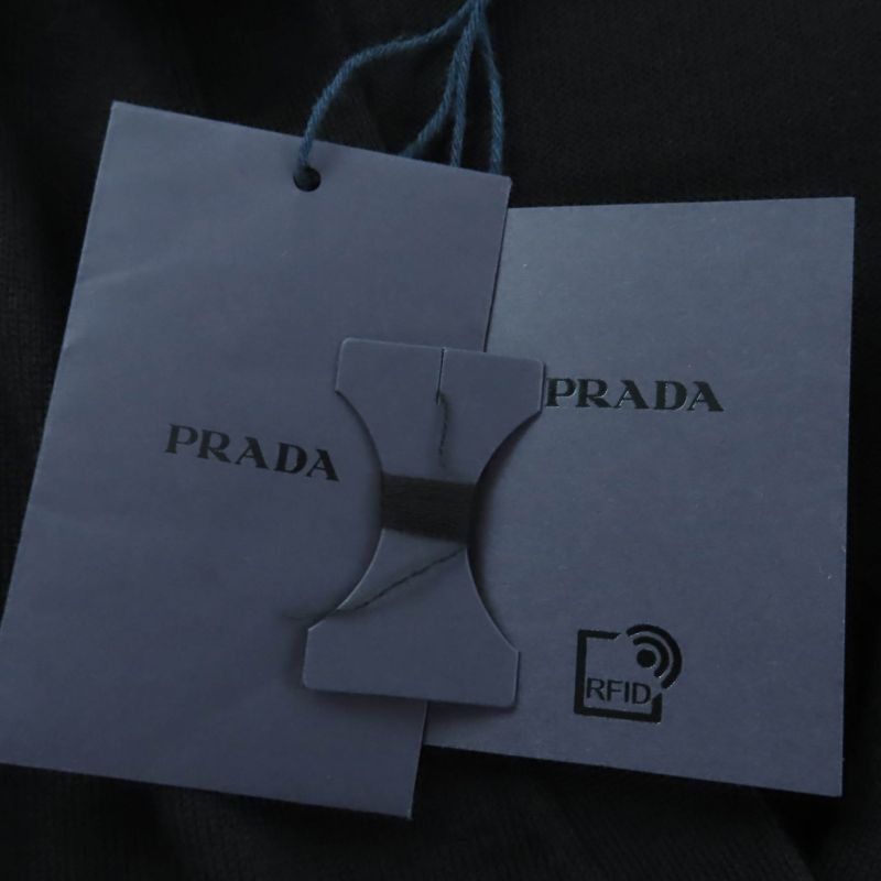 Prada Dna525 100% Virgin Wool V-neck Long Sleeve Knit Cardigan Top Black 38