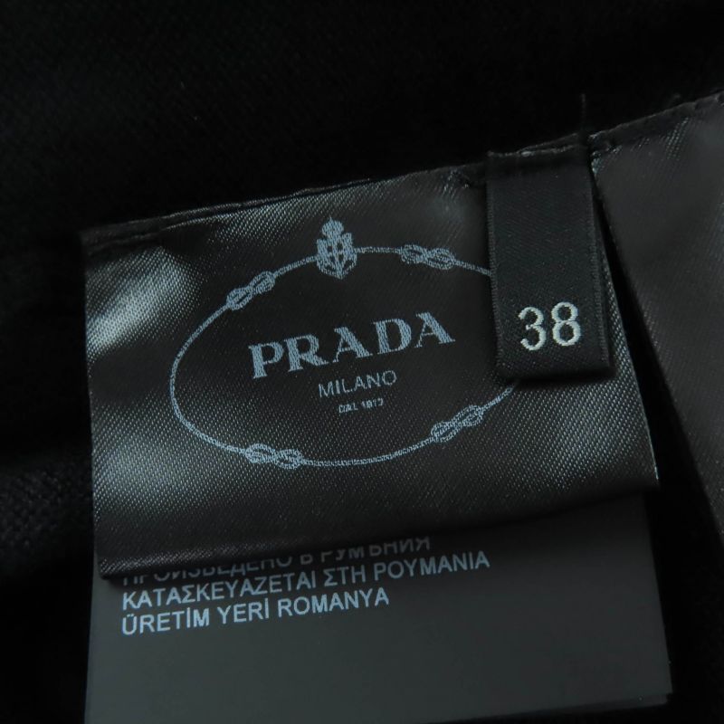 Prada Dna525 100% Virgin Wool V-neck Long Sleeve Knit Cardigan Top Black 38