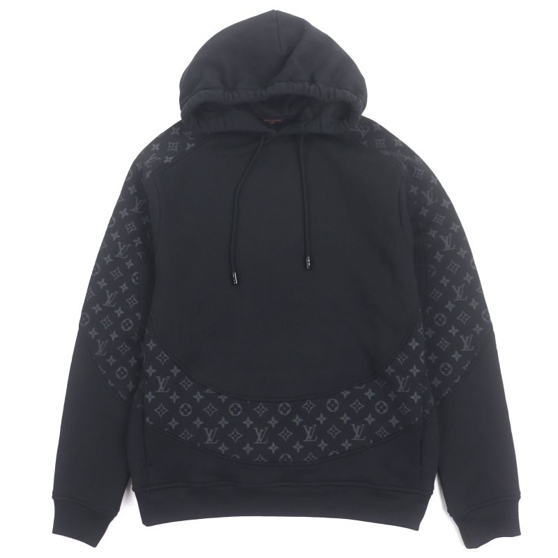 Louis Vuitton 21SS Monogram Circle Cut Lined Hooded Pullover Hoodie Black S