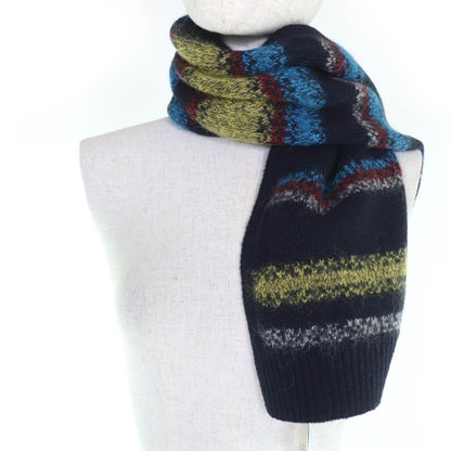 Hermes Wool Cashmere Mohair Blend Faded Stripe Knit Shawl Scarf Multicolor Made