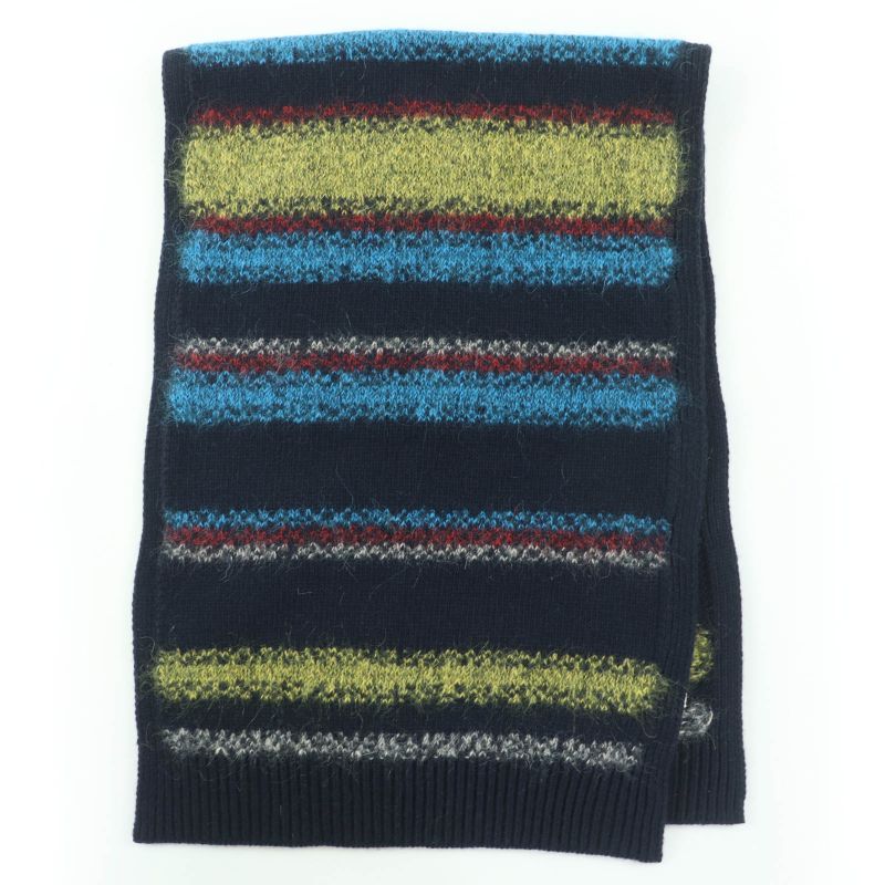 Hermes Wool Cashmere Mohair Blend Faded Stripe Knit Shawl Scarf Multicolor Made