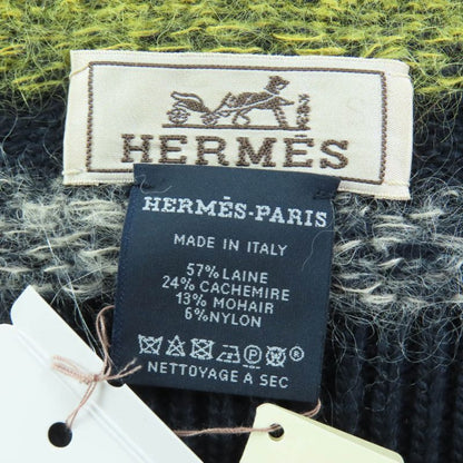 Hermes Wool Cashmere Mohair Blend Faded Stripe Knit Shawl Scarf Multicolor Made