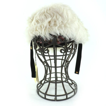 Gucci 763498 Sheepskin Gghardware Lamb Fur Hat Ivory M Storage With Bag Made In
