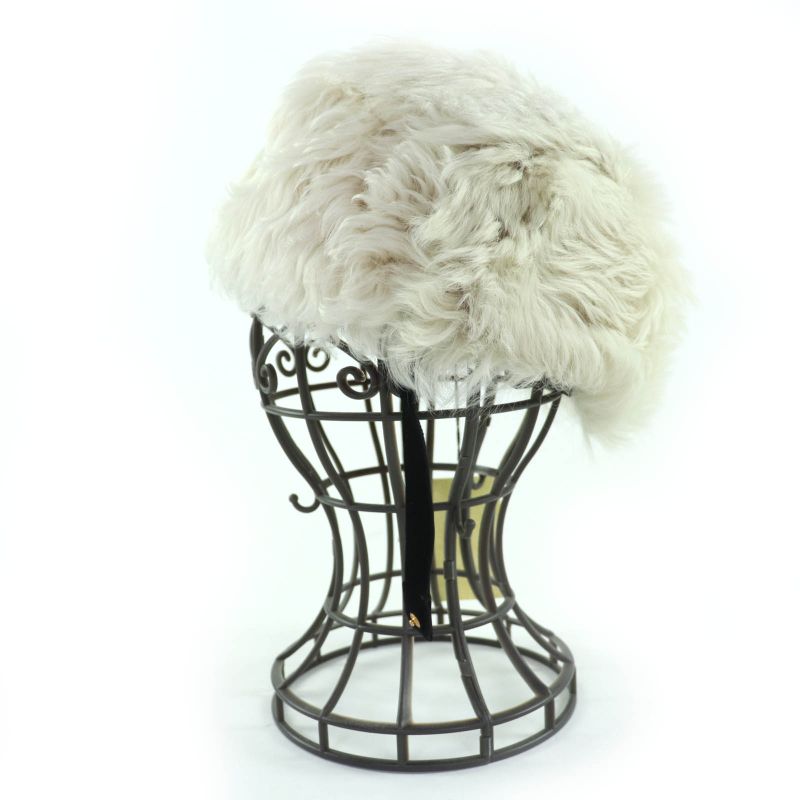 Gucci 763498 Sheepskin Gghardware Lamb Fur Hat Ivory M Storage With Bag Made In