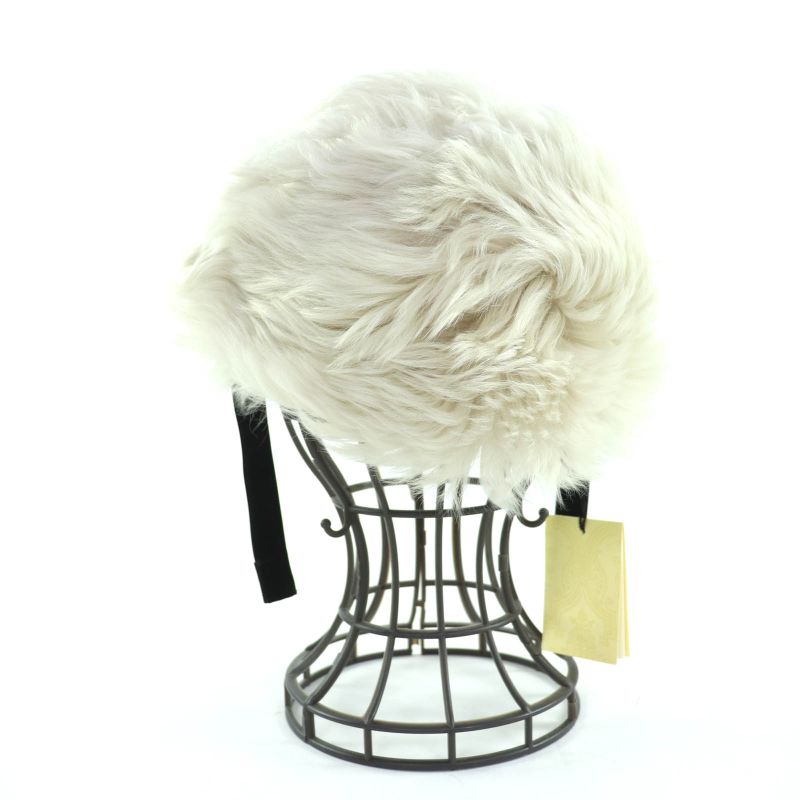 Gucci 763498 Sheepskin Gghardware Lamb Fur Hat Ivory M Storage With Bag Made In