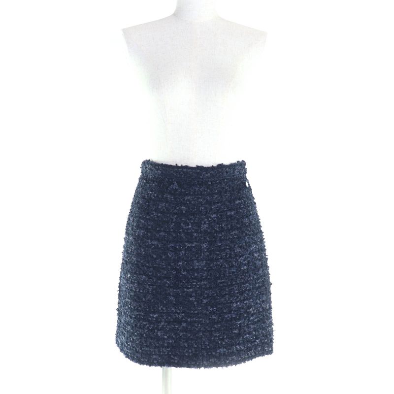 CHANEL P60275 Lined With 100% Silk Lapausa Trapezoidal Tweed Skirt With Coco