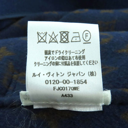 Louis Vuitton Wool Silk Blend Monogram Logo Design Belted Coat Navy 38 Made In