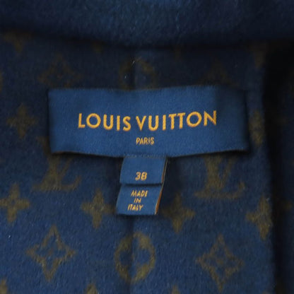 Louis Vuitton Wool Silk Blend Monogram Logo Design Belted Coat Navy 38 Made In