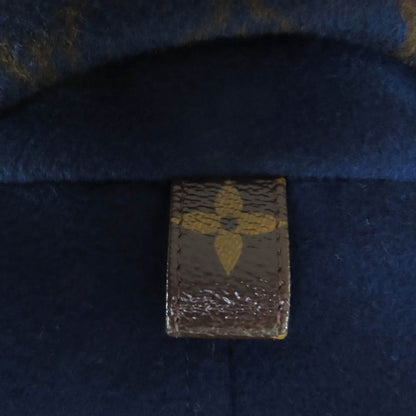 Louis Vuitton Wool Silk Blend Monogram Logo Design Belted Coat Navy 38 Made In