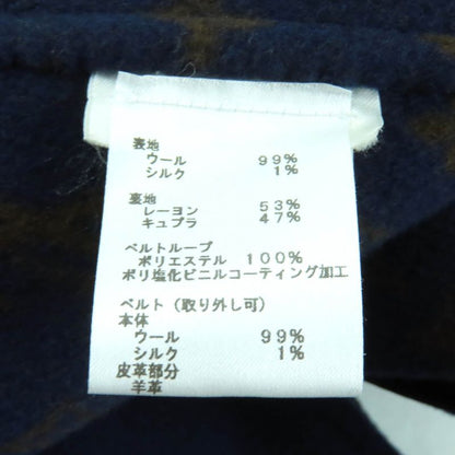 Louis Vuitton Wool Silk Blend Monogram Logo Design Belted Coat Navy 38 Made In