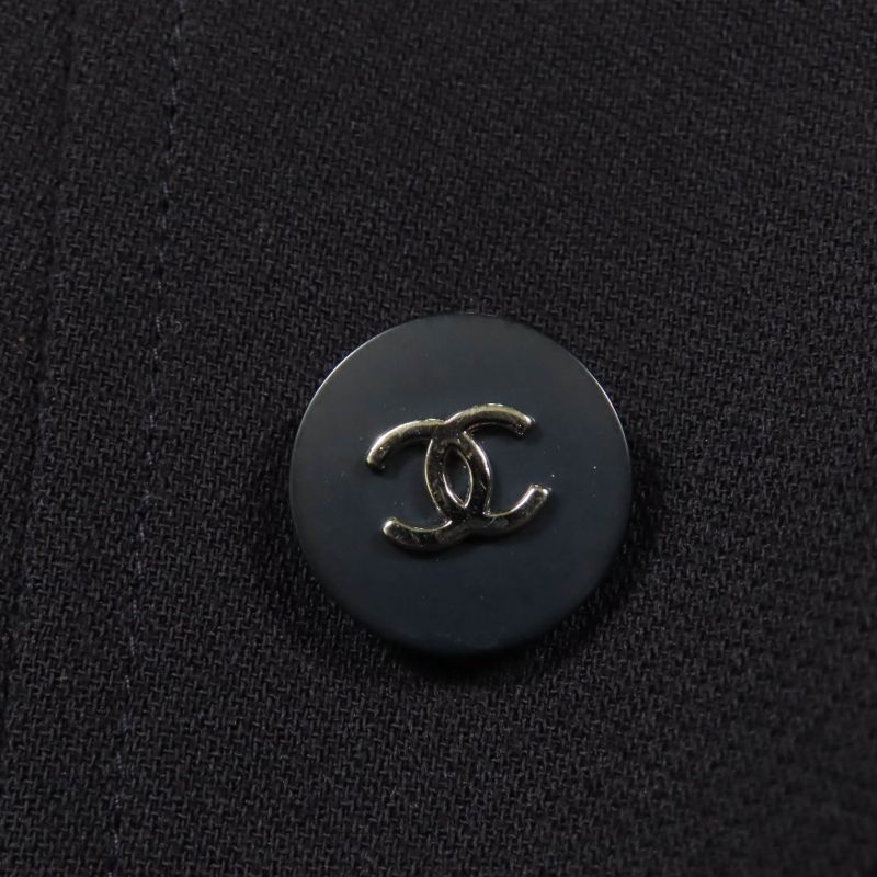 CHANEL Vintage 96P P06434v02954 100% Wool Coco Mark Button Jacket Dark Navy 38