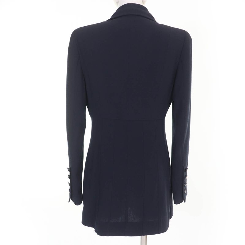 CHANEL Vintage 96P P06434v02954 100% Wool Coco Mark Button Jacket Dark Navy 38