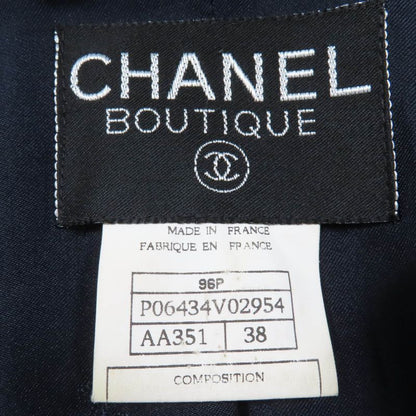 CHANEL Vintage 96P P06434v02954 100% Wool Coco Mark Button Jacket Dark Navy 38