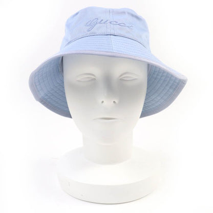Gucci 24SS 782733 Logo Embroidered Bucket Hat Light Blue S Storage With Bag