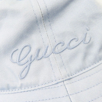Gucci 24SS 782733 Logo Embroidered Bucket Hat Light Blue S Storage With Bag
