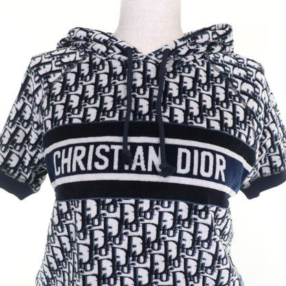 Christian DIOR 21SS 123r02a4022 Oblique Velour Hoodie Dress Navy XS Size Approx