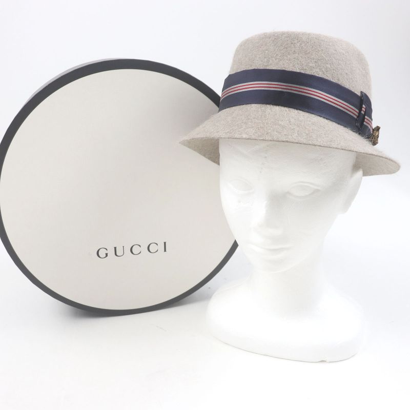 Gucci Rabbit Fur Taiga Head Felt Hat Beige L/59cm (23.23in) With Box Made In