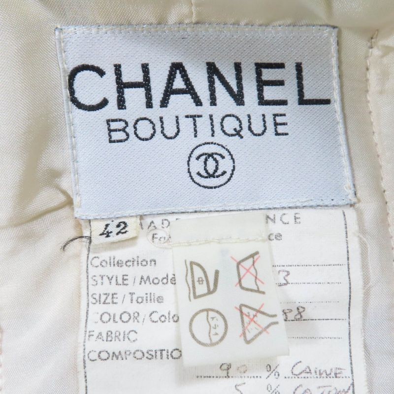 CHANEL Vintage 018 28363 90's Coco Mark Button Tweed Jacket With Belt Skirt