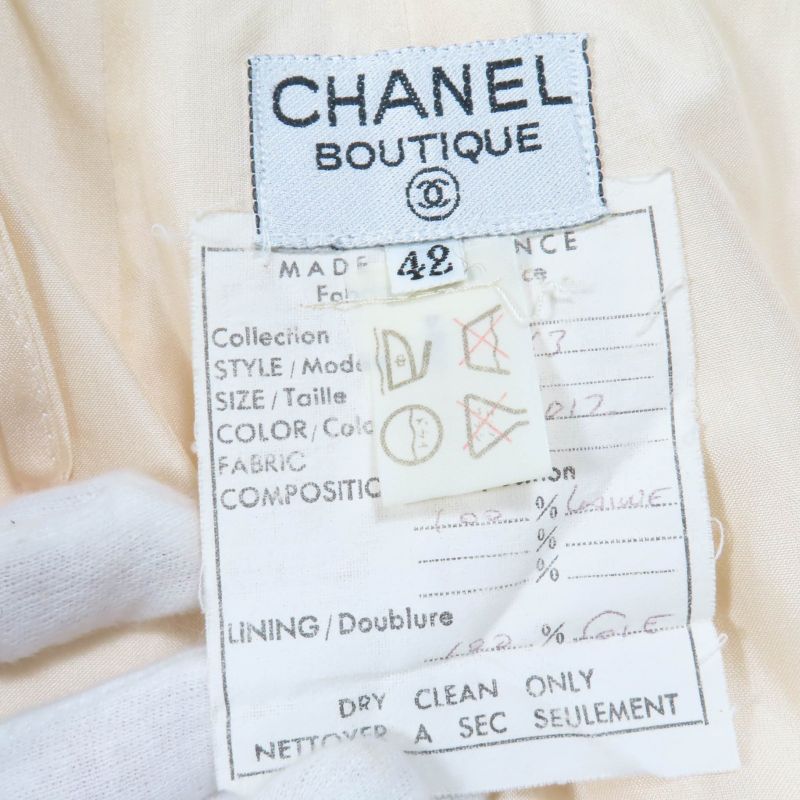 CHANEL Vintage 018 28363 90's Coco Mark Button Tweed Jacket With Belt Skirt